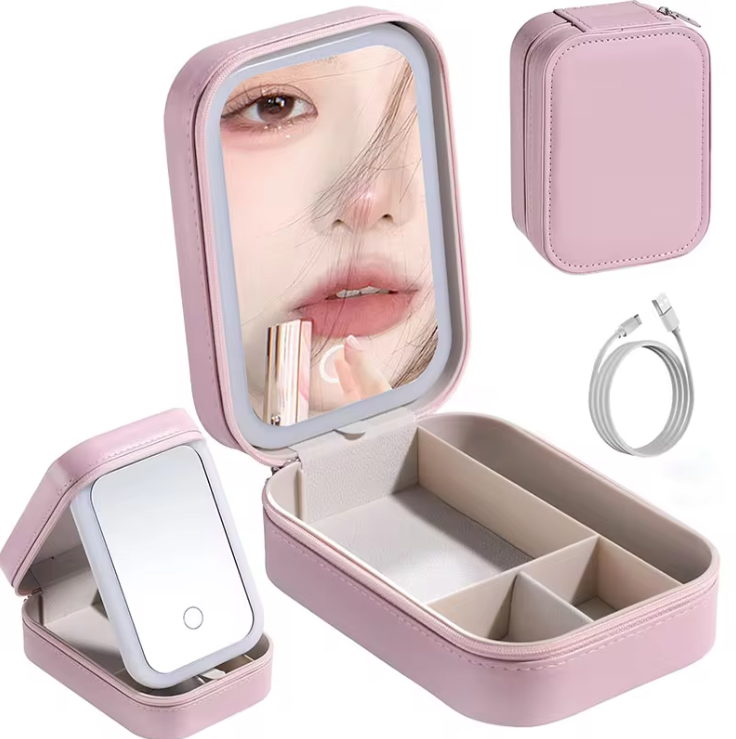 Makeup Storage Box with Mirror and LED